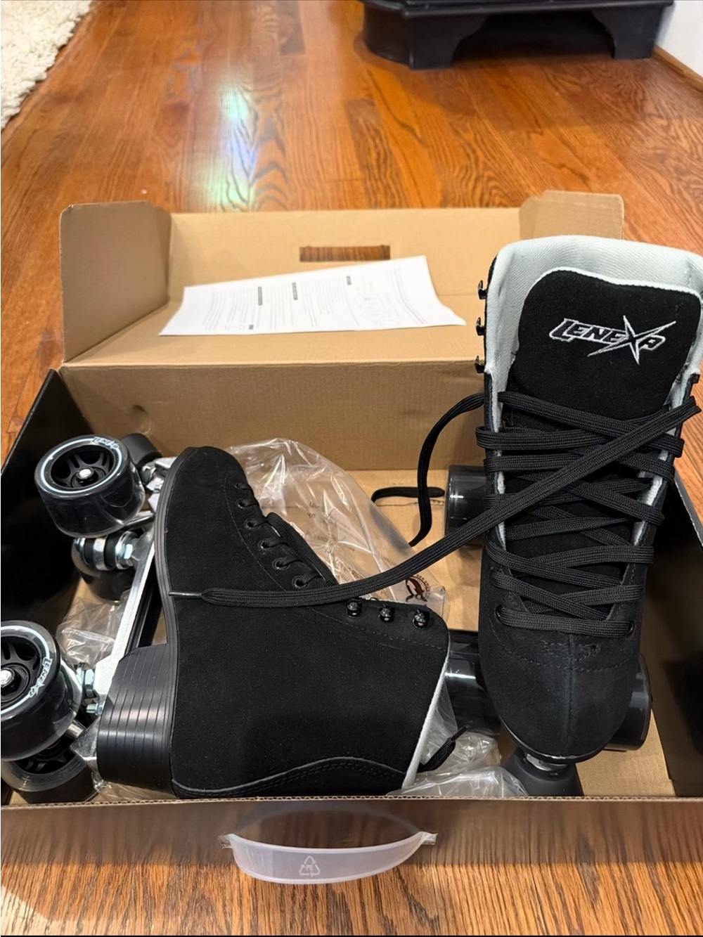 Lenexa Shadow Black Suede Quad Roller Skates (Size M6/L7)